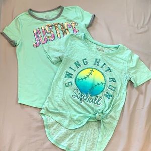 Two girls Justice short sleeve shirts